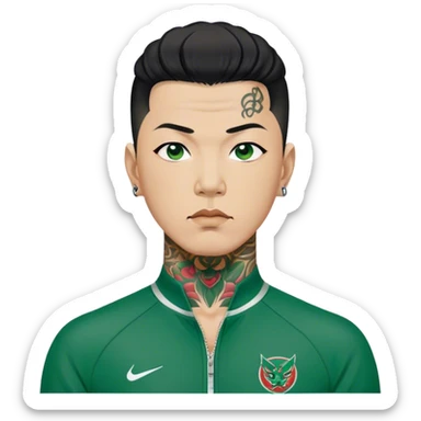 Jang Deok-su , Age: Late 50s
Appearance: A fierce man with tattoos, A large, have a tattoo on his neck.
Outfit: Green player tracksuit sticker