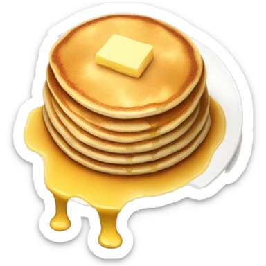 Fluffy soft pancakes with butter and syrup sticker