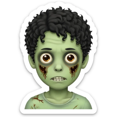 A boy zombie with black curly hair  sticker