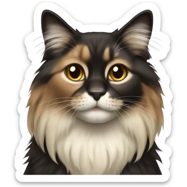 long haired mixed brown black cream fur cat sticker