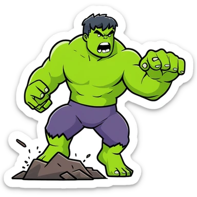 angry Hulk smashing ground sticker