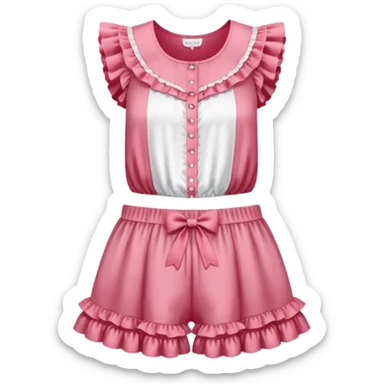 coquette strawberry babydoll blouse with ruffle sleeves and bottom, no human please sticker
