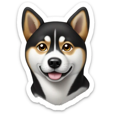 Black and white shiba inu sticker