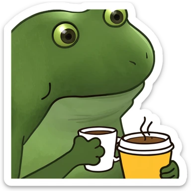 Frog with coffee  sticker