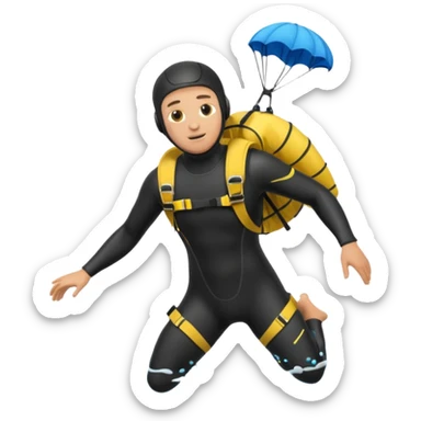 diver with parachute open sticker