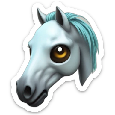 3d sphere with a cartoon Skeleton Horse skin texture with big feminine eyes sticker