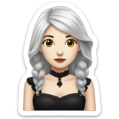 white hair girl with black gothic dress sticker