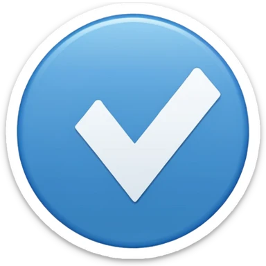 A blue circle entered by a white check mark sticker