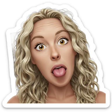 blonde girl with tongue out sticker