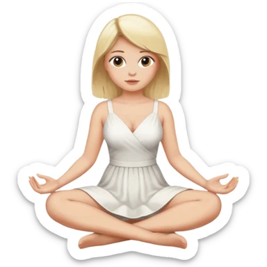 buxom blonde woman full body sitting cross-legged, SFW sticker