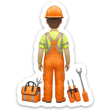 Engineer in orange hi-vis overalls facing away sticker