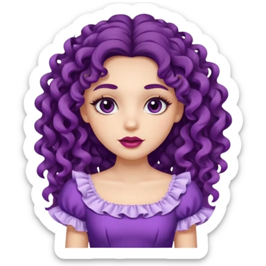 Very beautiful girl – With long, tight curls – Purplish dark circles – Slightly purple gums – Thin lips – She wore a ruffled skirt.” sticker