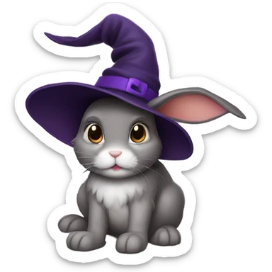bunny wearing a witch hat  sticker