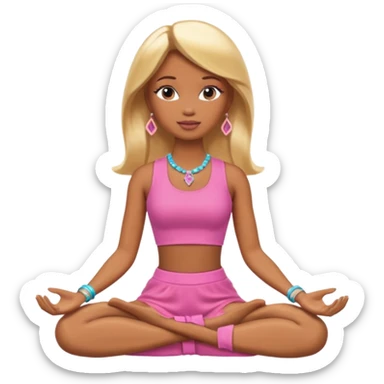 Brown skin blonde hair Barbie meditating  sticker