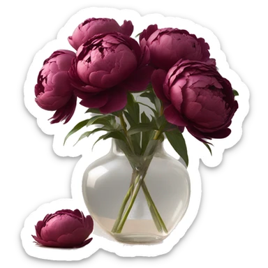 Burgundy peonies in clear vase sticker