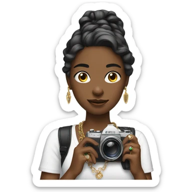 girl with jewelry and camera sticker