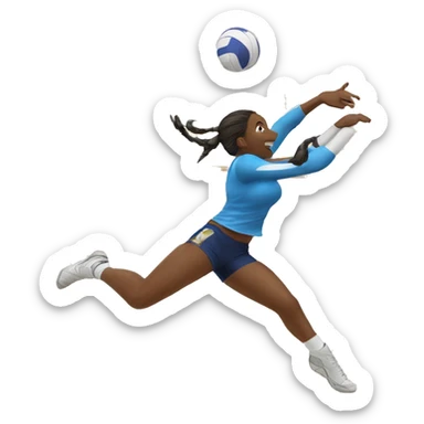 a volleyball player jumping and blocking a volleyball down sticker