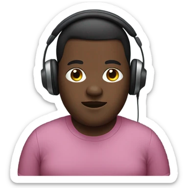 Dark skin short fat person wearing headphones  sticker