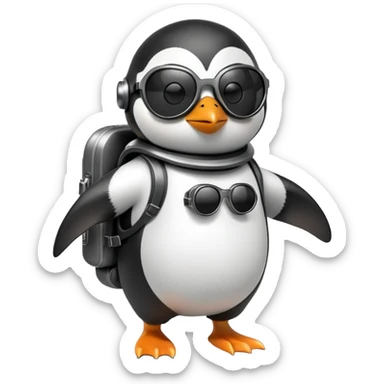 penguin with a jetpack and sunglasses sticker