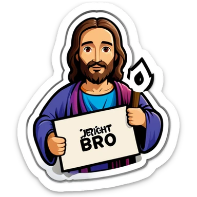 Jesus holds a sign that say RIGHT BRO sticker
