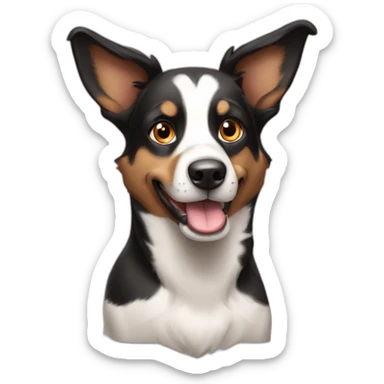 Black white and brown dog looking like an australien shepard sticker