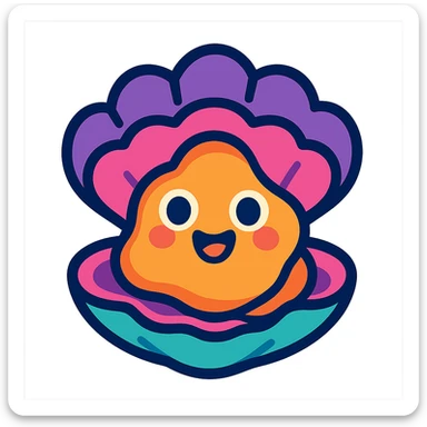 cute oyster, vibrant toon style sticker