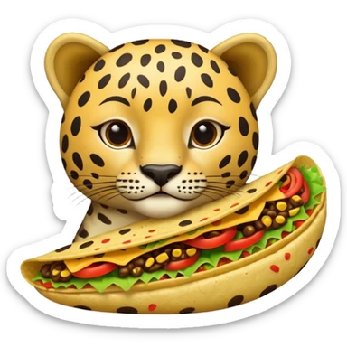 taco eating leopard sticker