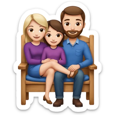 A woman sitting on a man's lap in a wooden chair face to face sticker