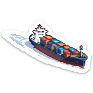 A large cargo ship on blue ocean waves sticker