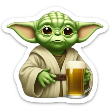 Yoda buvant une bière  sticker