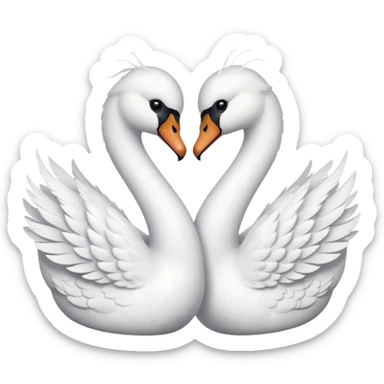 Two swans making heart sticker