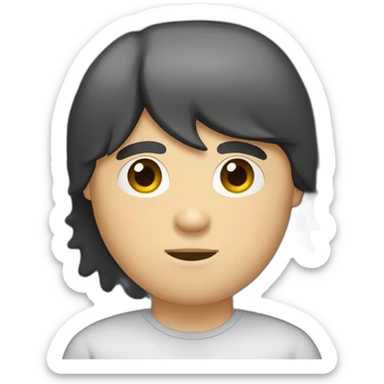 Young white man with a full beard and black mullet haircut sticker