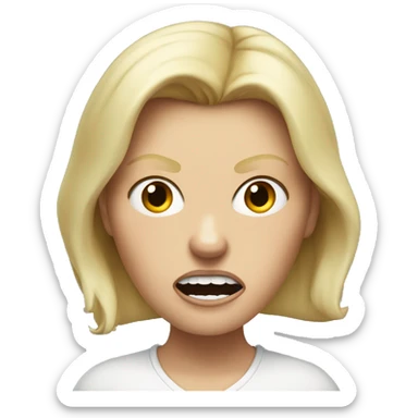 angry white woman with blonde hair, mad, showing teeth sticker
