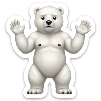 Make a humanoid polar bear shrugging sticker
