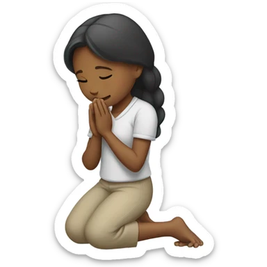 girl praying on ground  sticker