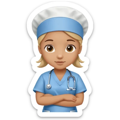 tan-skinned neonatal nurse, wearing a nurse cap and scrubs, soft and nurturing sticker