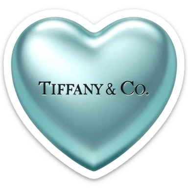 Silver heart with “ Tiffany & Co” text sticker