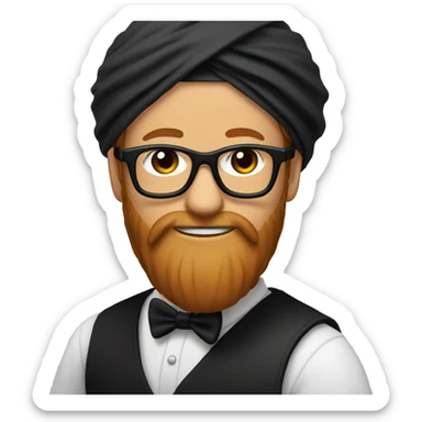 groom with black bandana, black glasses and ginger and grey long straight beard  sticker