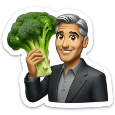 george clooney eating chicken and broccoli sticker