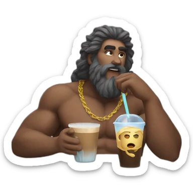 zeus sipping iced coffee sticker