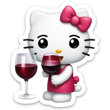 Hello Kitty drinking red wine sticker