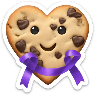 Cookie heart with purple teal awareness ribbon loop sticker