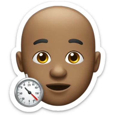Bald black guy with gottee holding thermometer bubbling sticker