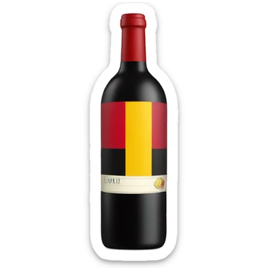 A wine bottle with the Belgium flag on the label sticker