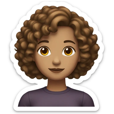 girl with light brown skin and medium curly brown volumous hair at shoulder length  sticker