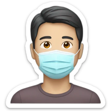 Asian Man with 3M Aura N95 Mask sticker