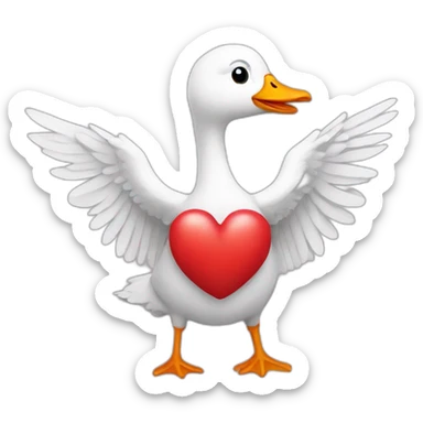 Detailed Goose holding heart in wings  sticker