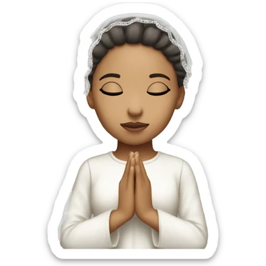 Light skin girl praying with eyes closed and lace white veil  sticker