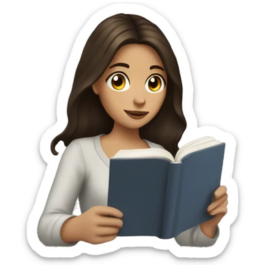 Brunette girl drinking coffee and reading a book  sticker