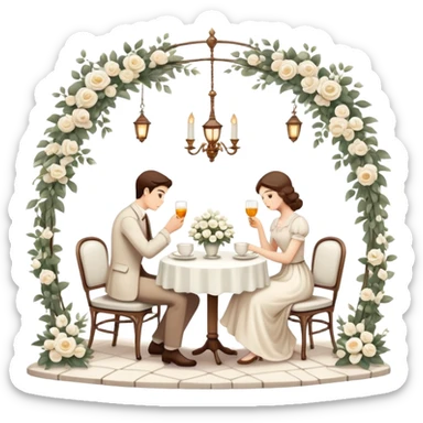 White romantic vintage aesthetic scenic sticker